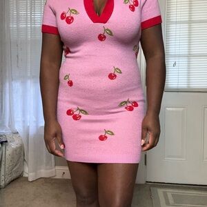 FOREVER 21 Pink Cherry Patterned Dress